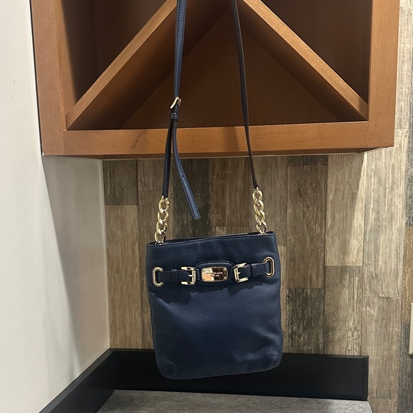 Michael Kors Dark Blue Crossbody Bag with Gold Accents - Picture 7 of 7